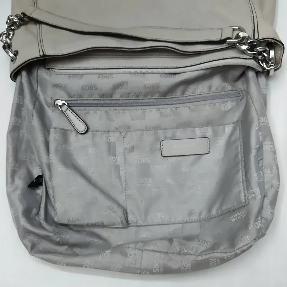 Michael Kors Gray Pebbled Leather Zipper Closure Hobo Shoulder Bag